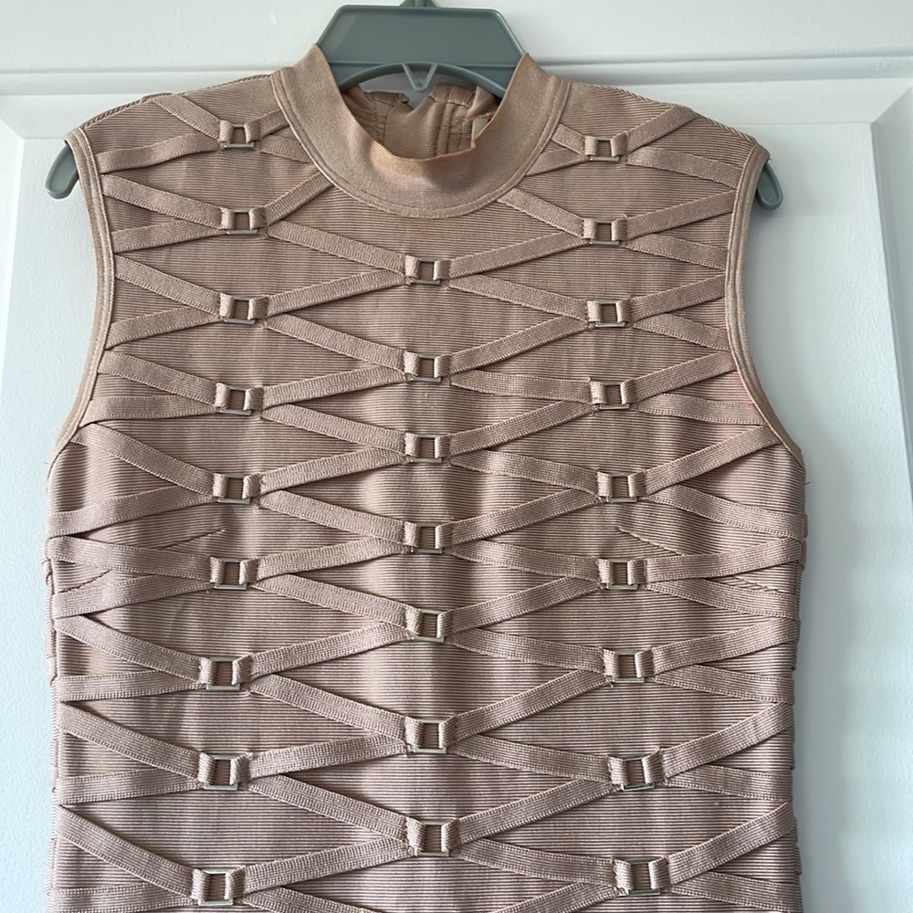 Topshop Women's Mock Neck Sleeveless Pink Bodycon Dress Size 2